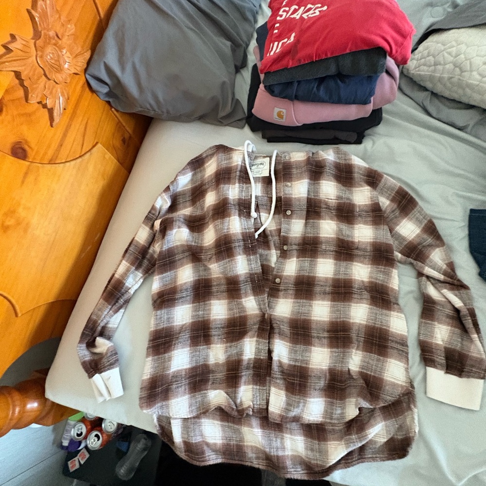 Brown Plaid Button-Up Shirt